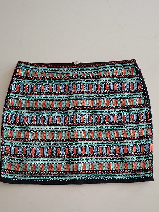 Endless Rose Dresses & Skirts - Endless Rose Black, Orange & Turquoise Beaded/Sequined Mini Skirt (Size M)